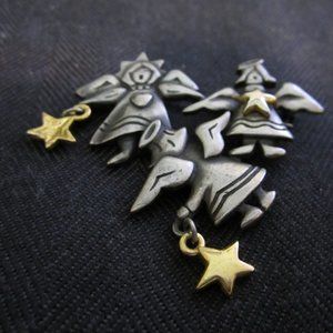 Vintage Angel Pewter Brooch